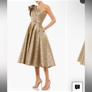 NWT - Mac Duggal - Gold Brocade Gown - Size 2